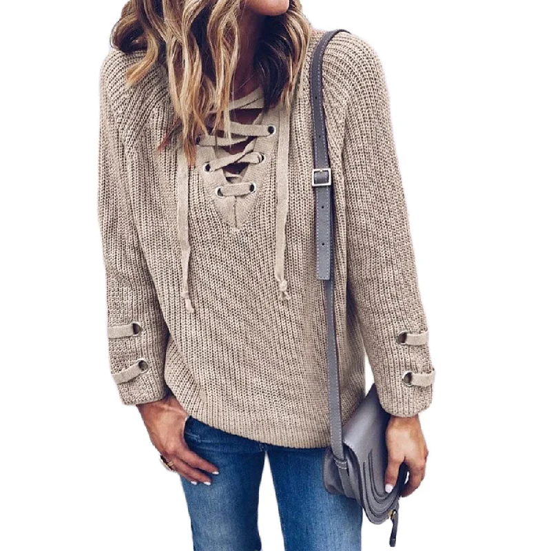 Lace-Up Sweater Wool Sweater Cotton Sweater Cashmere Sweater