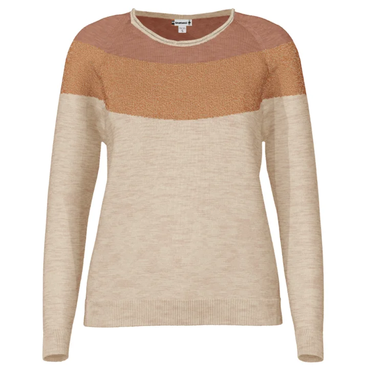 Smartwool W Edgewood Colorblock Crew Sweater Boat Neck Shawl Collar Notched Collar