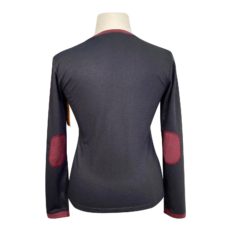 Arista 'Quintessential' V-Neck Sweater in Black/Maroon - Women's Large Real Fur Shearling Chenille