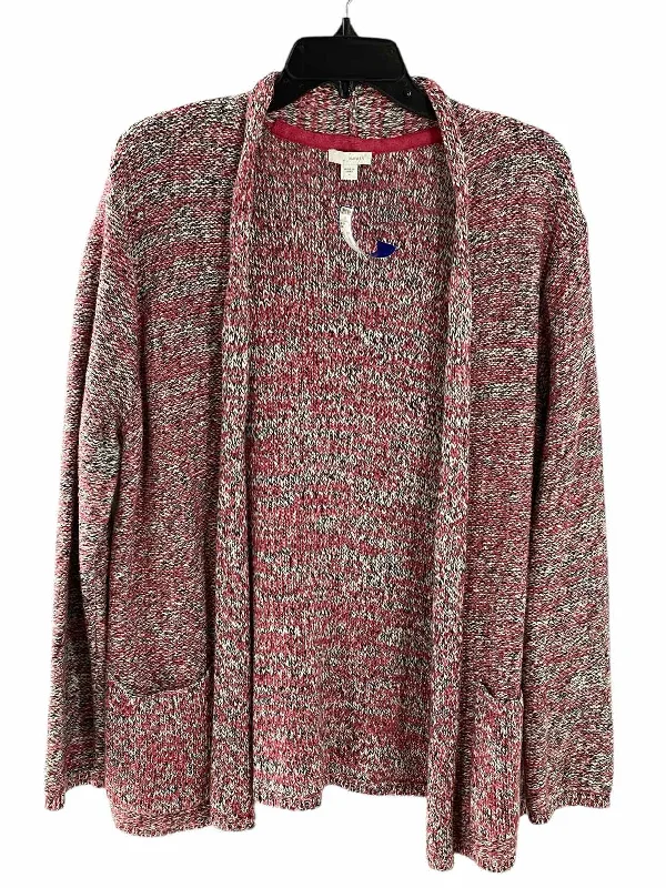 J Jill Size M Red Heather Sweater Zippered Buttoned Snapped
