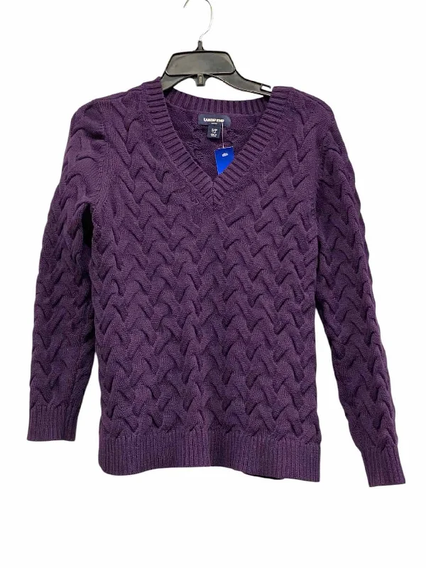 Lands End Size S Purple Sweater Handmade Hand-knitted Hand-woven