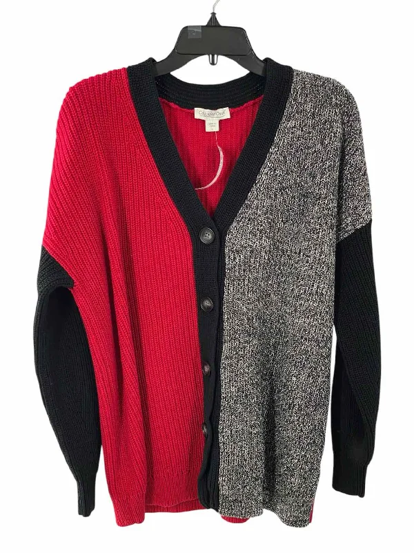 Coldwater Creek Size L Red Black Heather Sweater Transparent Opaque Sheer