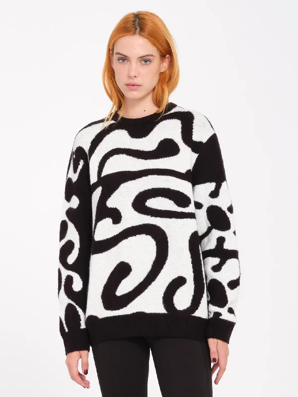 Zephyr Sweater - Black White Satin Blend Silk Blend Wool Blend
