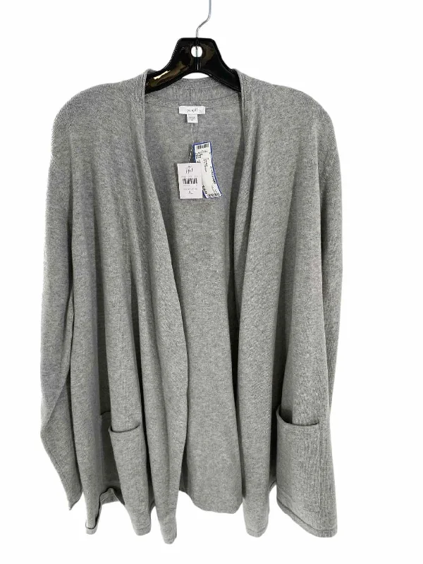 J Jill Size XL Grey Sweater Welt Pockets Slit Pockets Flap Pockets