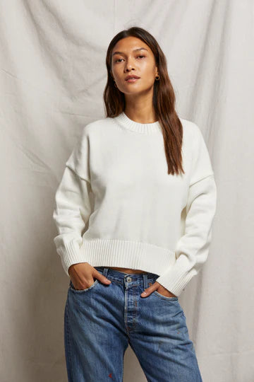 Janet Cotton Crewneck Sweater Elasticated Padded Insulated