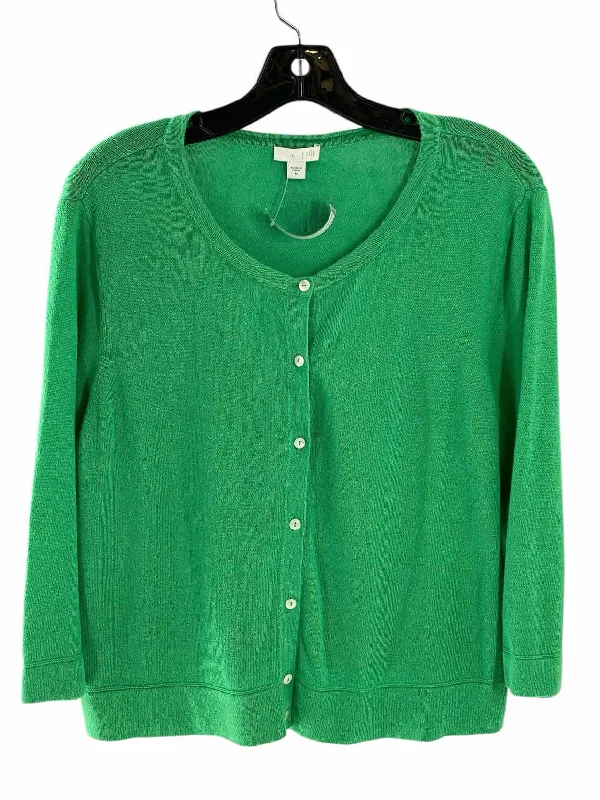 J Jill Size M Green Sweater Hooded Caped Shawl Collar
