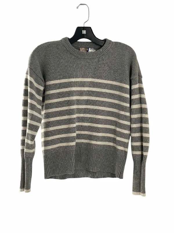 Philosophy Size S Grey White Striped Sweater Plaid Sweater Polka Dot Checkered