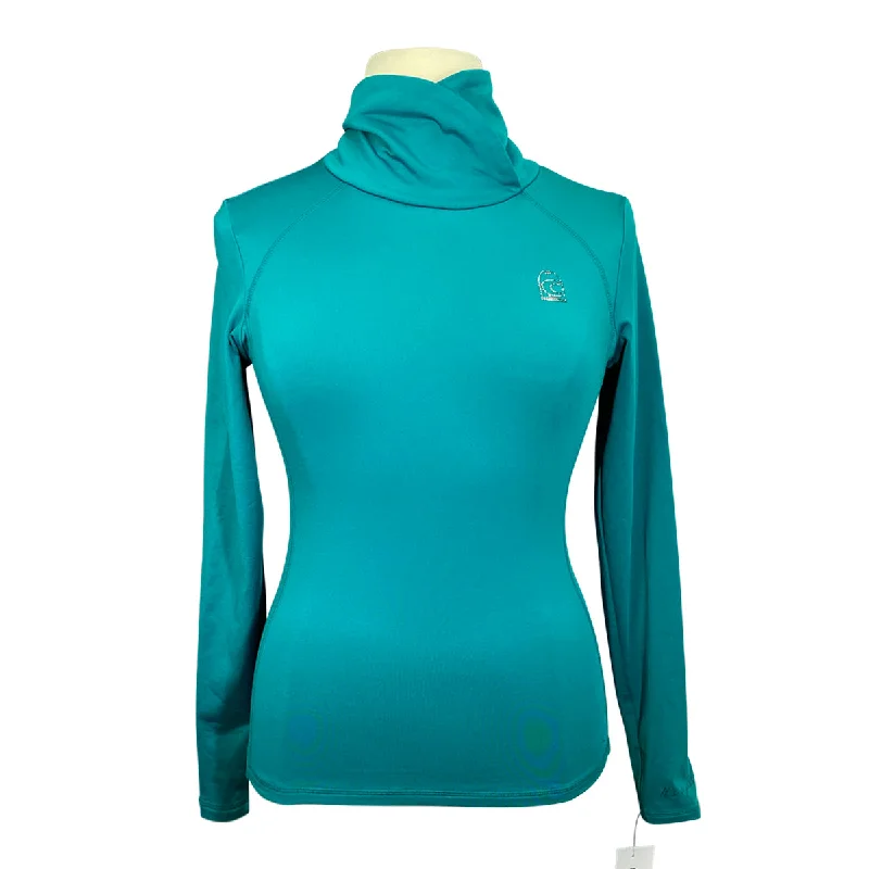 Cavallo Cowl Neck Sweater in Teal - Women's Large High Neck Crew Neck V-Neck