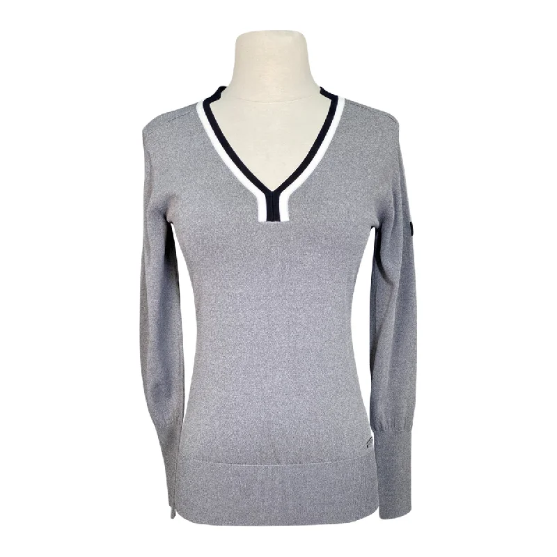 AA Platinum V-Neck Sweater  in Grey - Women's XS Chenille Brocade Lace