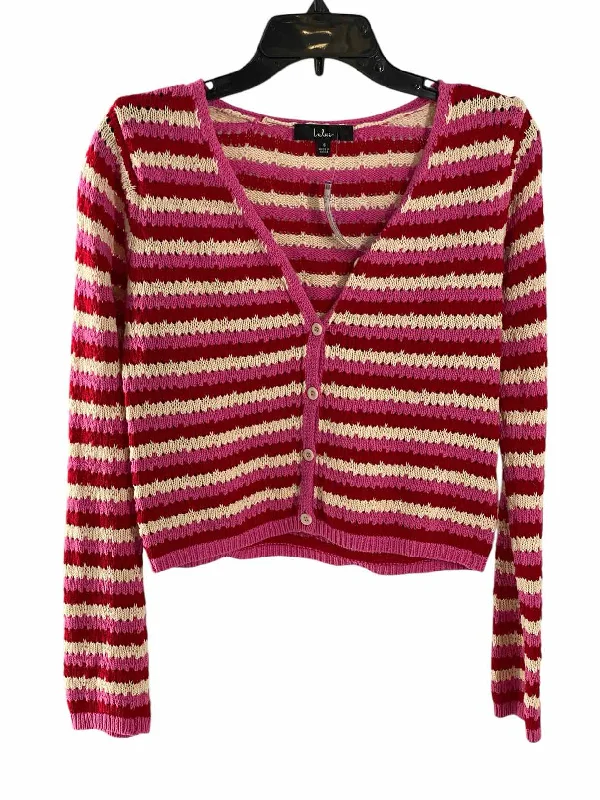 Lulus Size S Pink White Striped Sweater Sequined Glittery Shiny