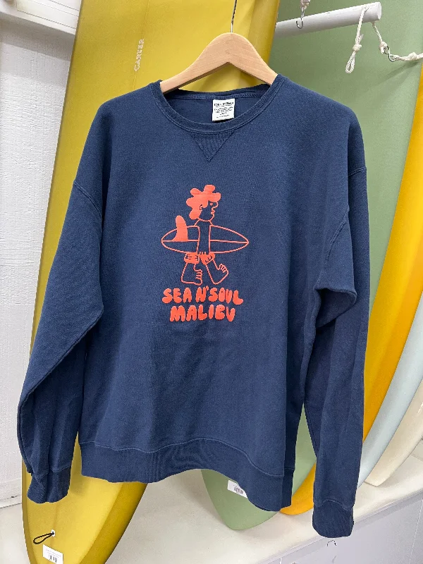 Sea N' Soul Shop Crewneck Sweater - Navy Polka Dot Checkered Tartan