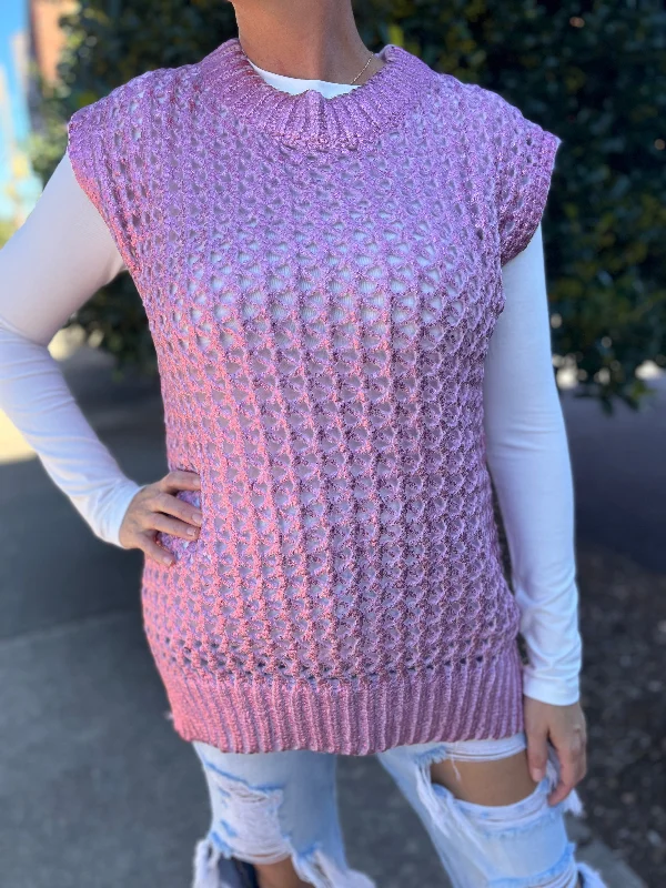 Umgee Metallic Foil Sweater Tunic Collared Crew Neck Turtle Neck