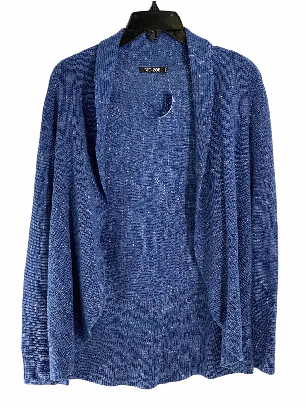 Nic + Zoe Size PM Blue Sweater Oversized Loose Flowy