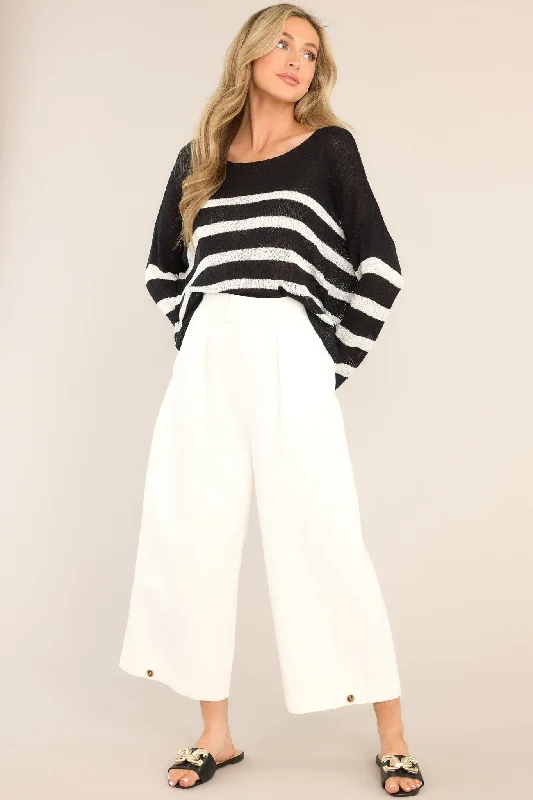 Burned Bridges Black Striped Sweater Spandex Rayon Corduroy