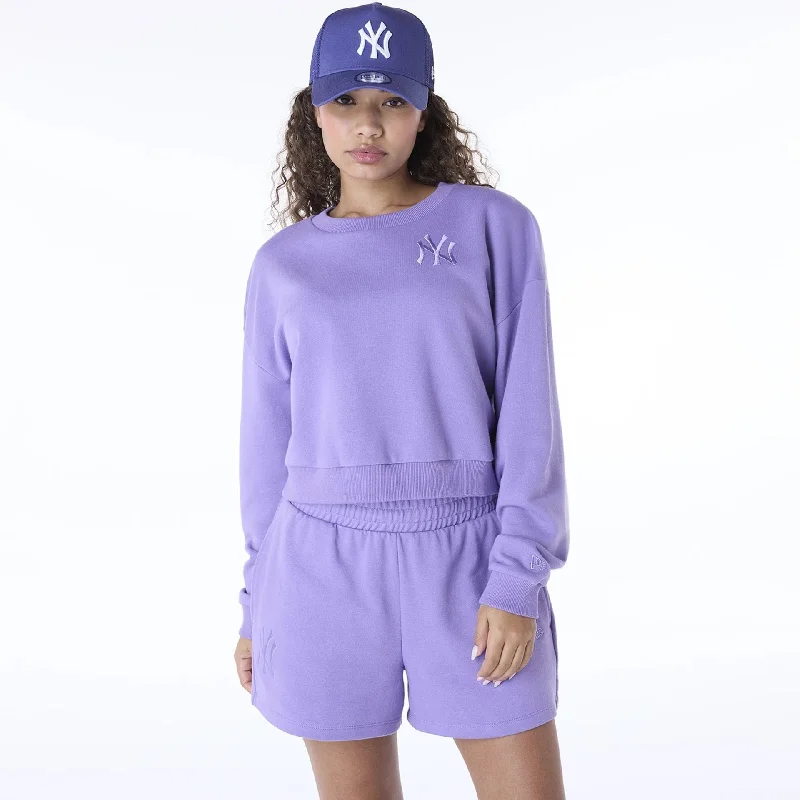 New York Yankees Womens MLB League Essential Purple Crew Neck Sweater Fitted Loose Oversized New York Yankees Womens MLB League Essential Purple Crew Neck Sweater Fitted Loose Oversized