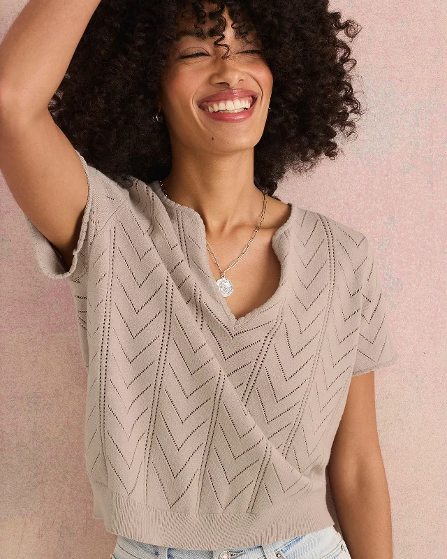 Sabrina Pointelle Sweater Chenille Fabric Brocade Fabric Lace Fabric