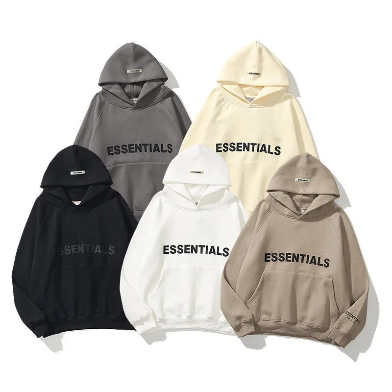 Raglan Sleeve Double Cap High Street Fashion FEAOFGODFOGESSENTIAL Sweater Couple Hoodie Oversized Loose Flowy Raglan Sleeve Double Cap High Street Fashion FEAOFGODFOGESSENTIAL Sweater Couple Hoodie Oversized Loose Flowy
