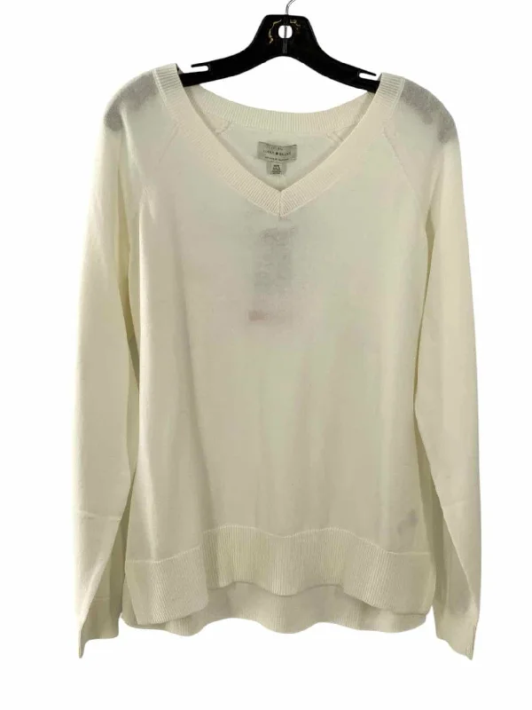 Lucky Brand Size M White Sweater Fitted Slim Tailored