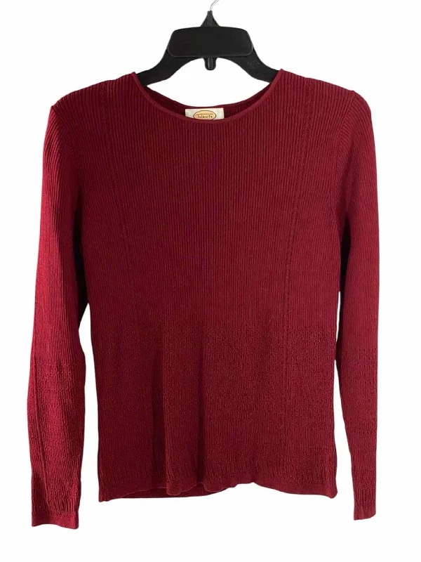 Talbots Size S Red Sweater Houndstooth Herringbone Solid