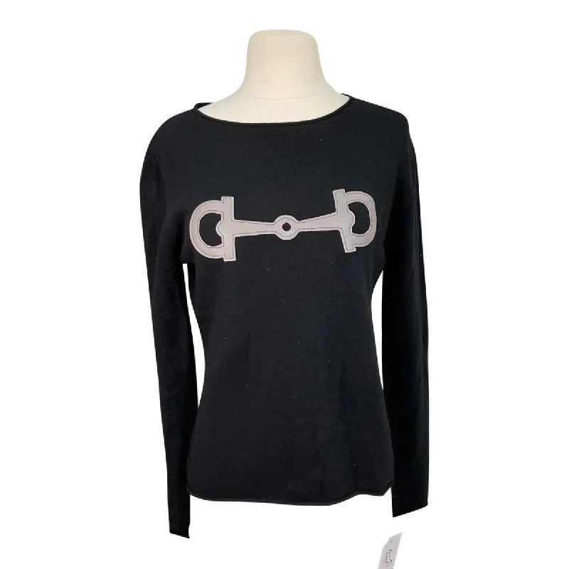 Horse-A-Porter Wool Knit Sweater in Black/Grey - Women's XS Satin Blend Silk Blend Wool Blend