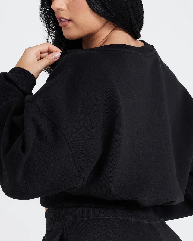 All Day Oversized V-Neck Sweatshirt | Black