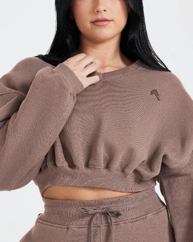 All Day Oversized V-Neck Sweatshirt | Cool Brown