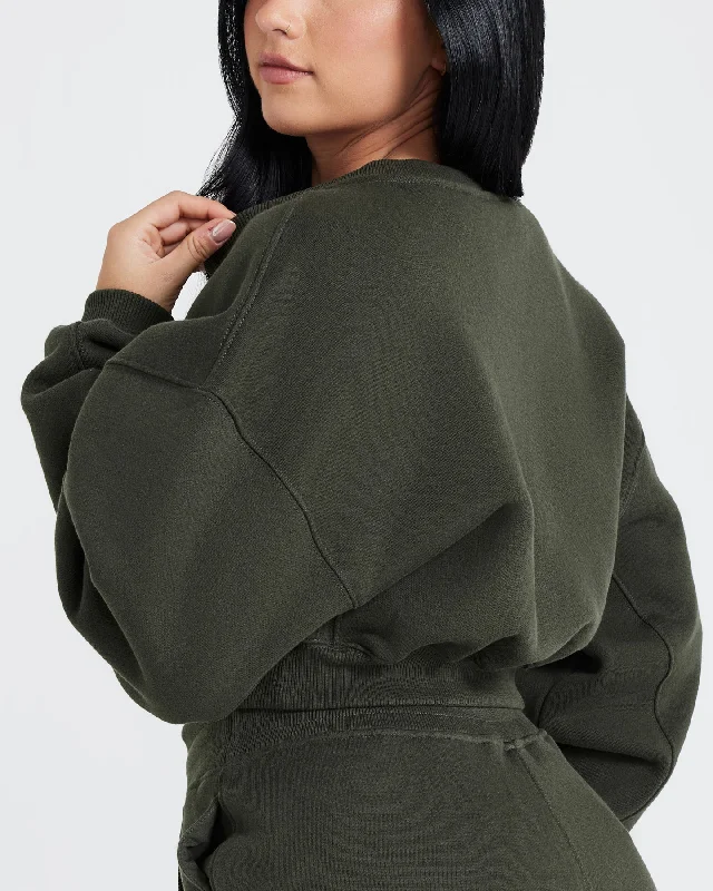 All Day Oversized V-Neck Sweatshirt | Khaki