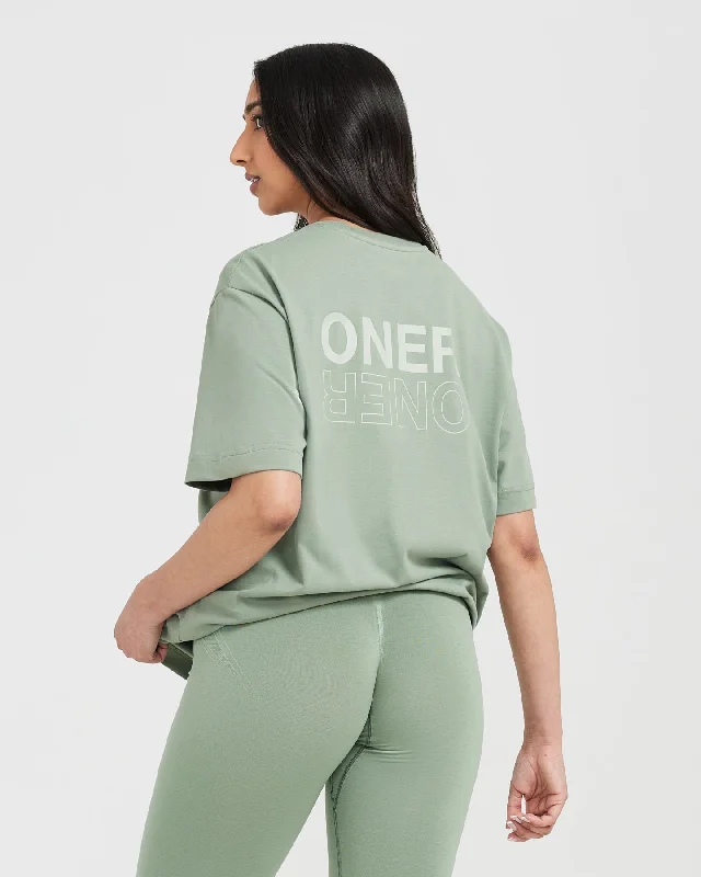 Classic Mirror Graphic Oversized T-Shirt | Washed Sage