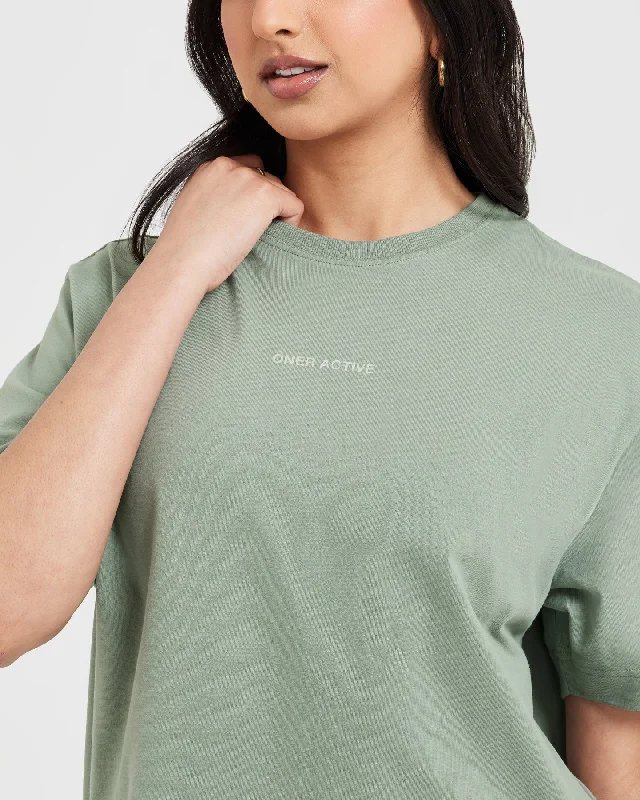 Classic Mirror Graphic Oversized T-Shirt | Washed Sage