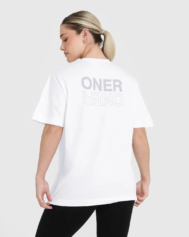 Classic Mirror Graphic Oversized T-Shirt | White