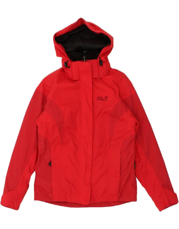 JACK WOLFSKIN Womens Hooded Windbreaker Jacket UK 10 Small  Red Polyamide