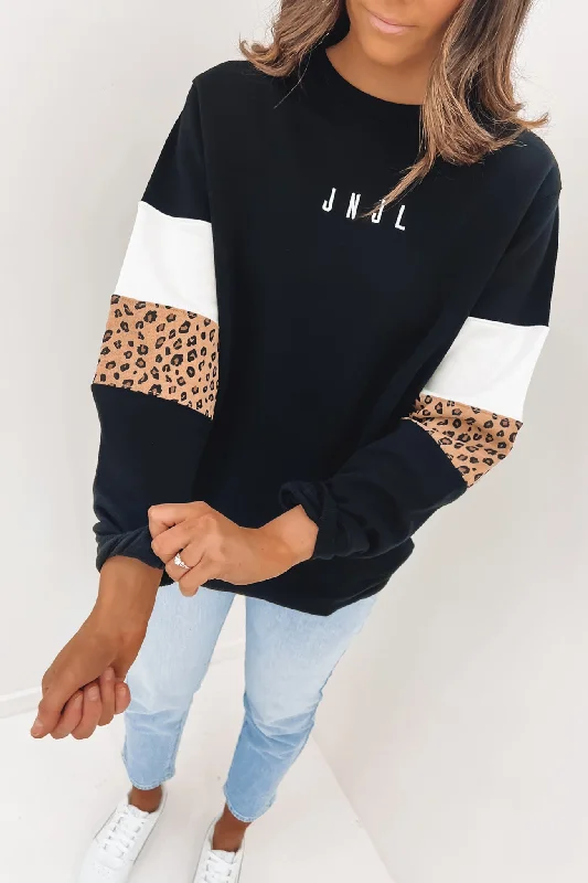 JNJL Leopard Panel Crew Black