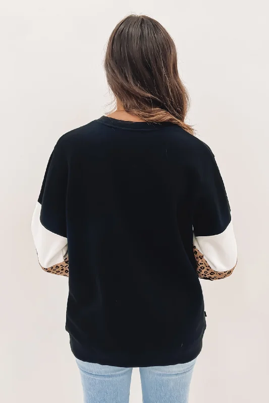 JNJL Leopard Panel Crew Black