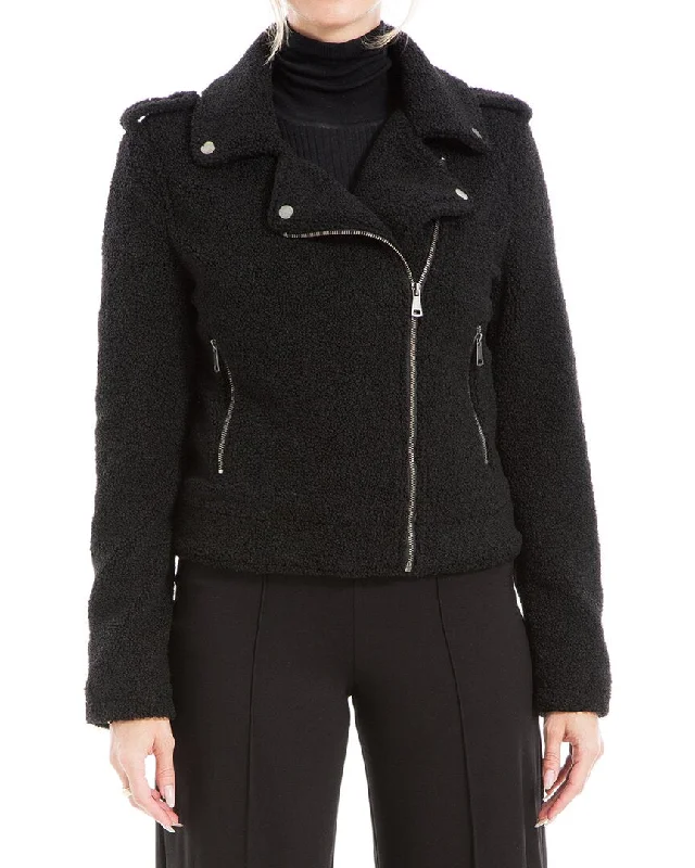 Max Studio Knit Faux Fur Zip Front Jacket