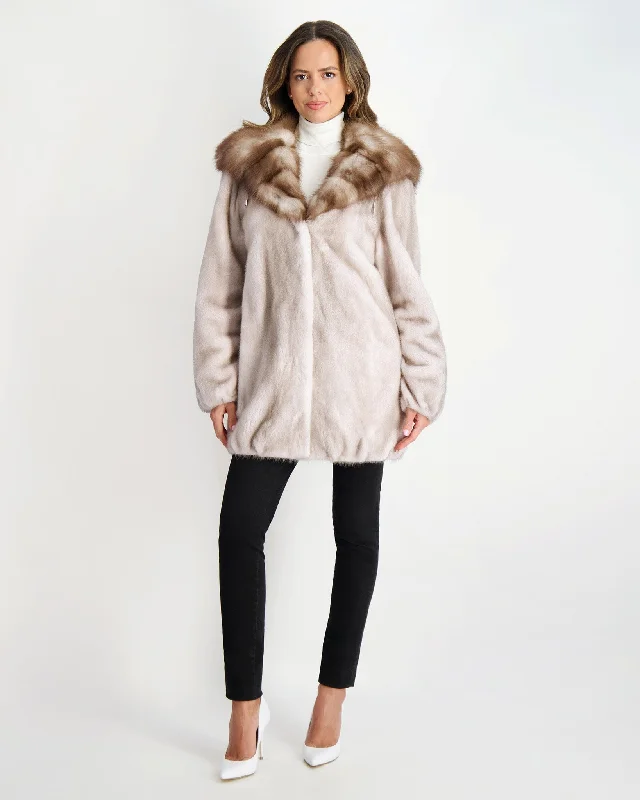 Mink Jacket With Stone Marten Hood