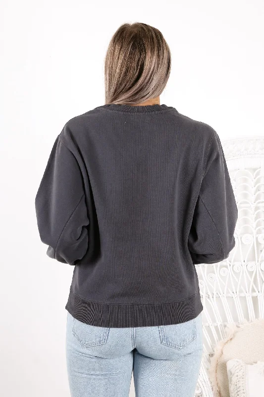 Ria Lounge Sweat Top Charcoal