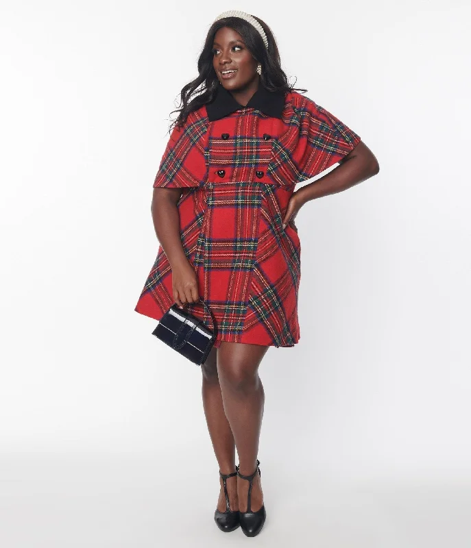 Smak Parlour Red Tartan Plaid Coat