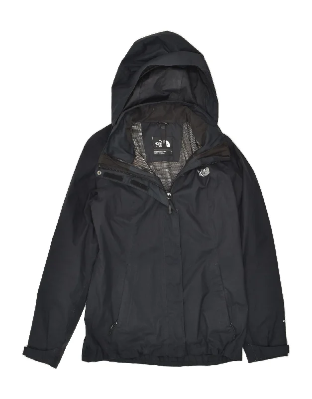 THE NORTH FACE Womens Hooded Rain Jacket UK 10 Small Black Polyester