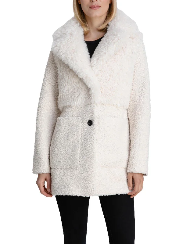 Womens Faux Fur Lightweight Teddy Coat