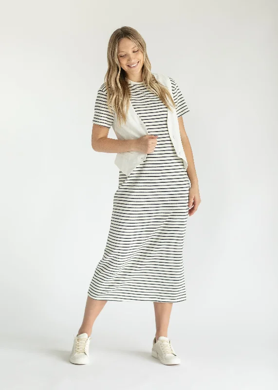 Classic Striped Round Neck Maxi Dress - FINAL SALE