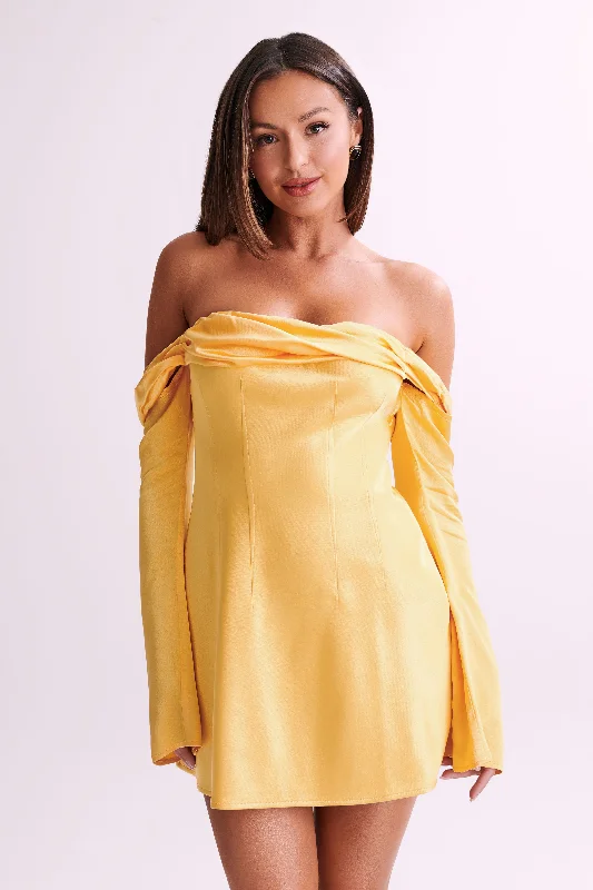 Giselle Off Shoulder Satin Mini Dress - Mango