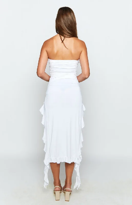 Lioness Rendezvous White Strapless Midi Dress