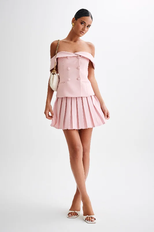 Mura Pleated Mini Skirt - Baby Pink