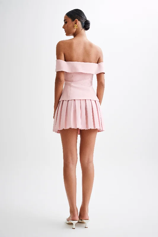 Mura Pleated Mini Skirt - Baby Pink