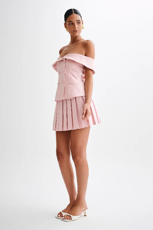 Mura Pleated Mini Skirt - Baby Pink