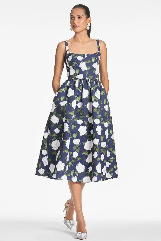 Olena Dress - Navy/Ivory Moonlit Garden