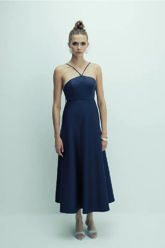 Riley Midi Dress in Midnight Blue