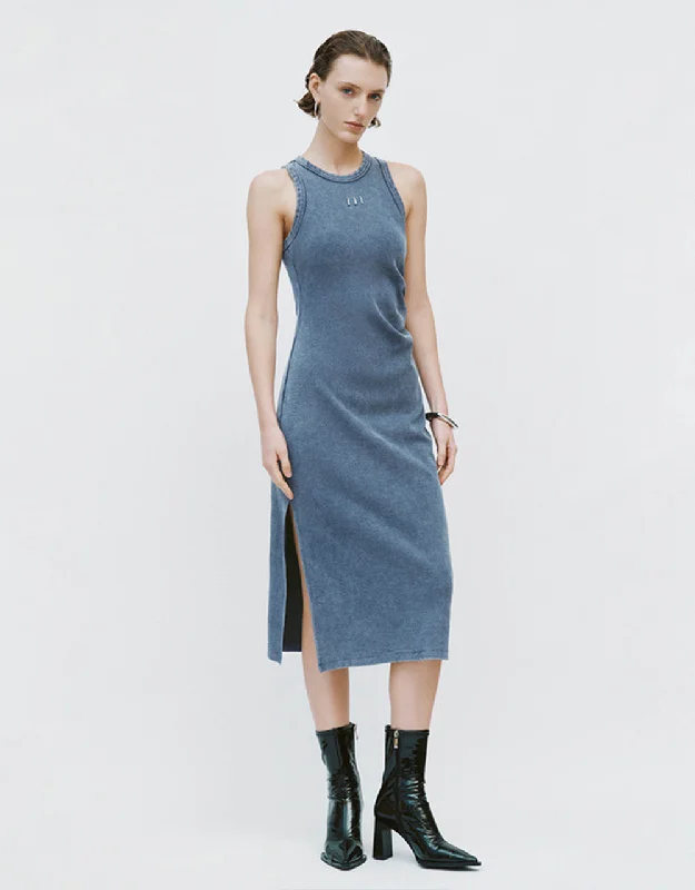 Sleeveless U Neck Straight Dress