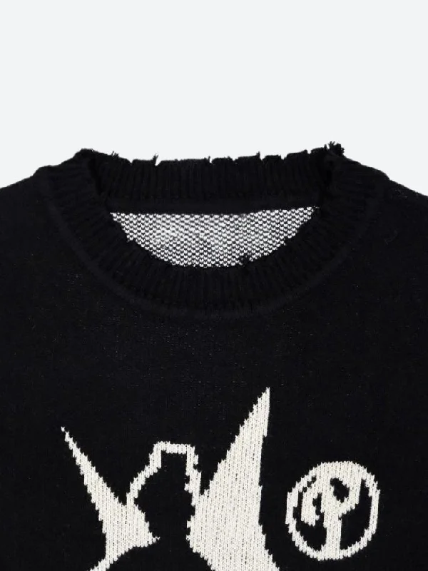 Grunge Starboy Distressed Knitted Sweater