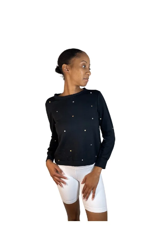 TLA Petite Crew Neck Metallic Dot Sweatshirt